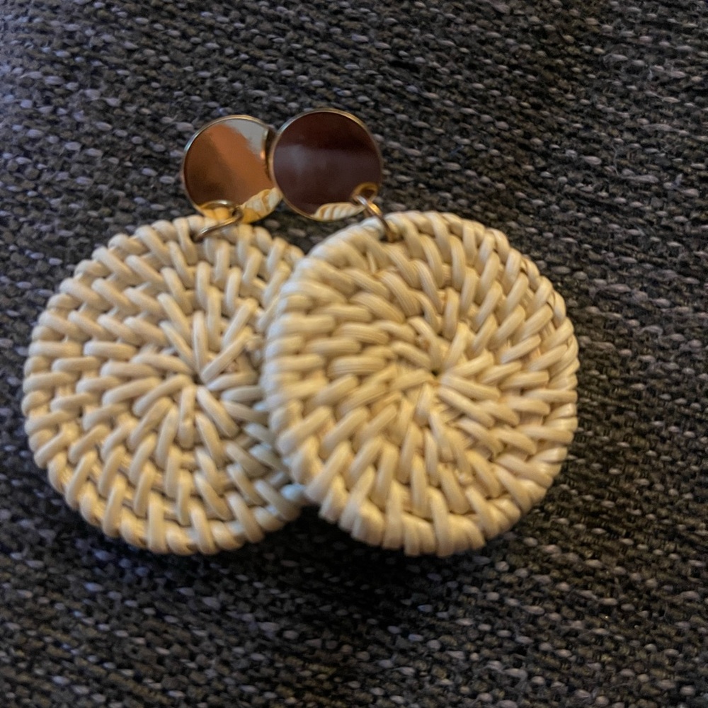 Round Woven Earrings with Gold Accents